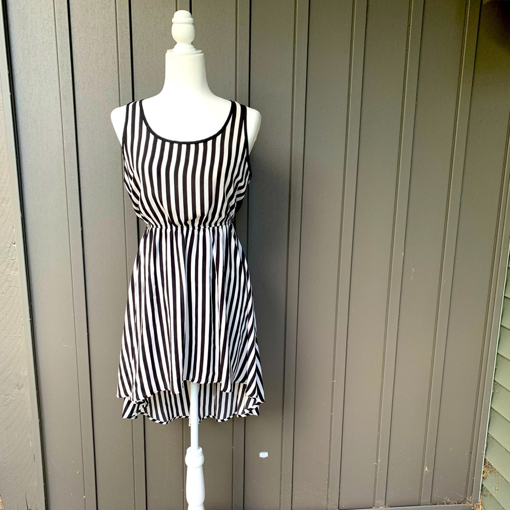 Striped High Low Mini Dress